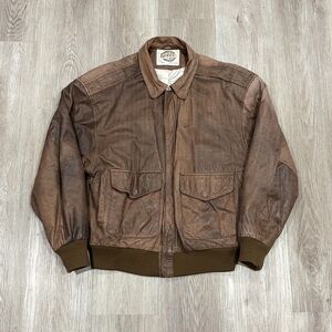 VTG 90s Global Identity GIII Leather Map Lined Aviator Bomber Flight Jacket Sz M